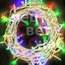 Уличная гирлянда-нить 20 м Мульти. 200 LED. Провод белый. 8 режимов. 
