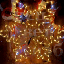 Световая фигура снежинка тепло-белая с синим мерцанием 65 см