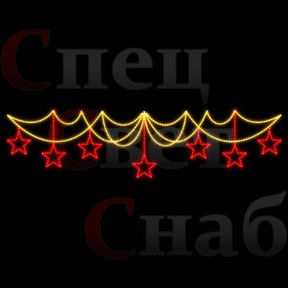 Светодиодный мотив "Звездные нити" красные звезды